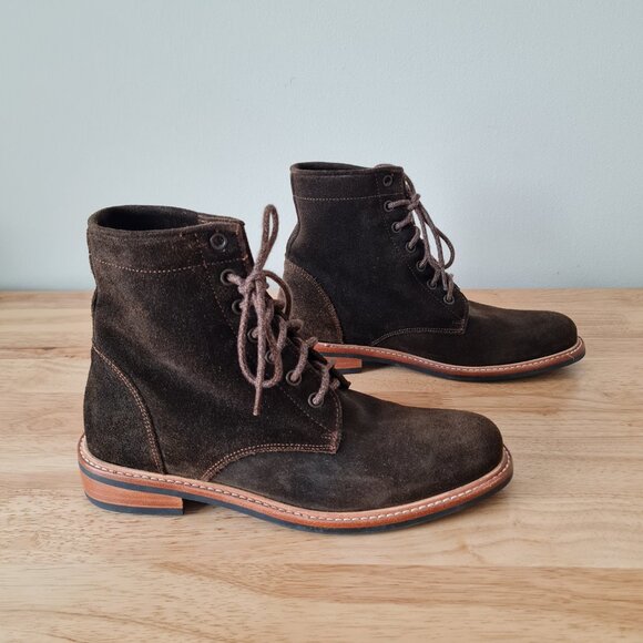 Nisolo Amalia All Weather Suede Lace Up Ankle Boots Booties Dark Olive 8 - Picture 4 of 7